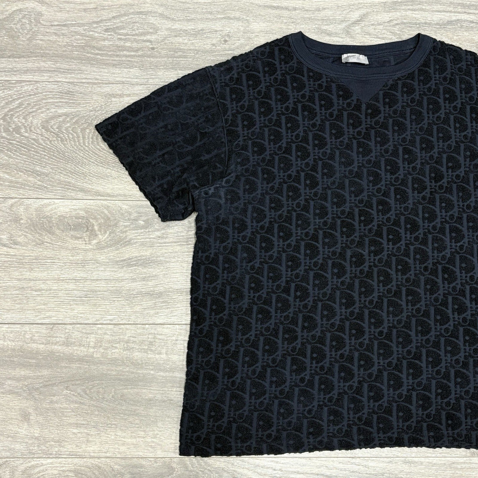 Size S - Dior Oblique Relaxed Fit Terry Cotton Jacquard T-Shirt ' Navy ' | CLEAN