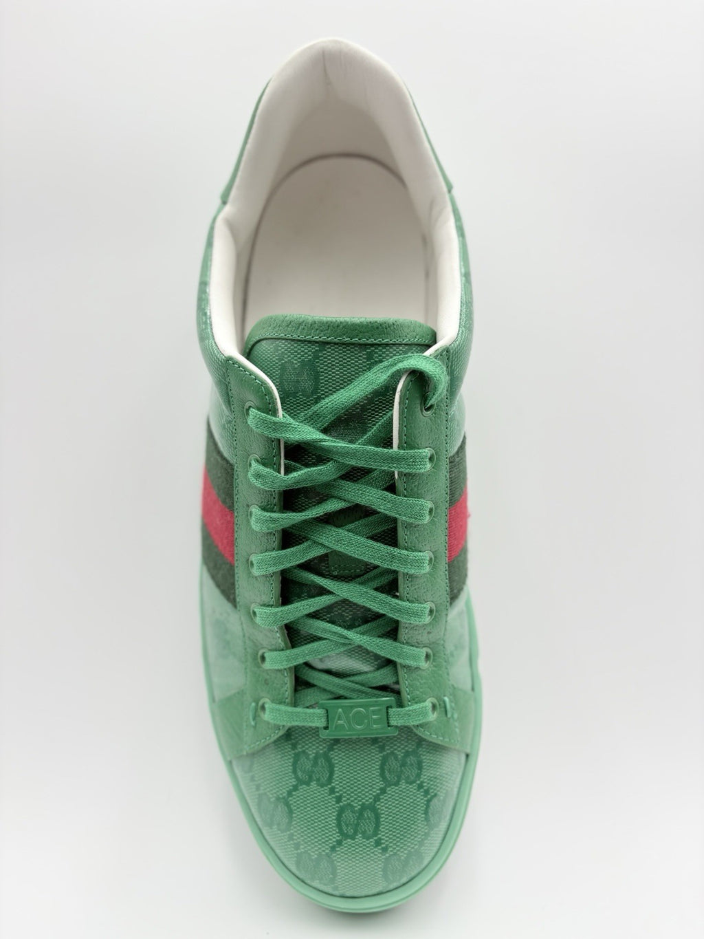Size 10.5 G (11 US) - Gucci Ace GG Crystal Canvas ' Green ' | SUPER CLEAN!