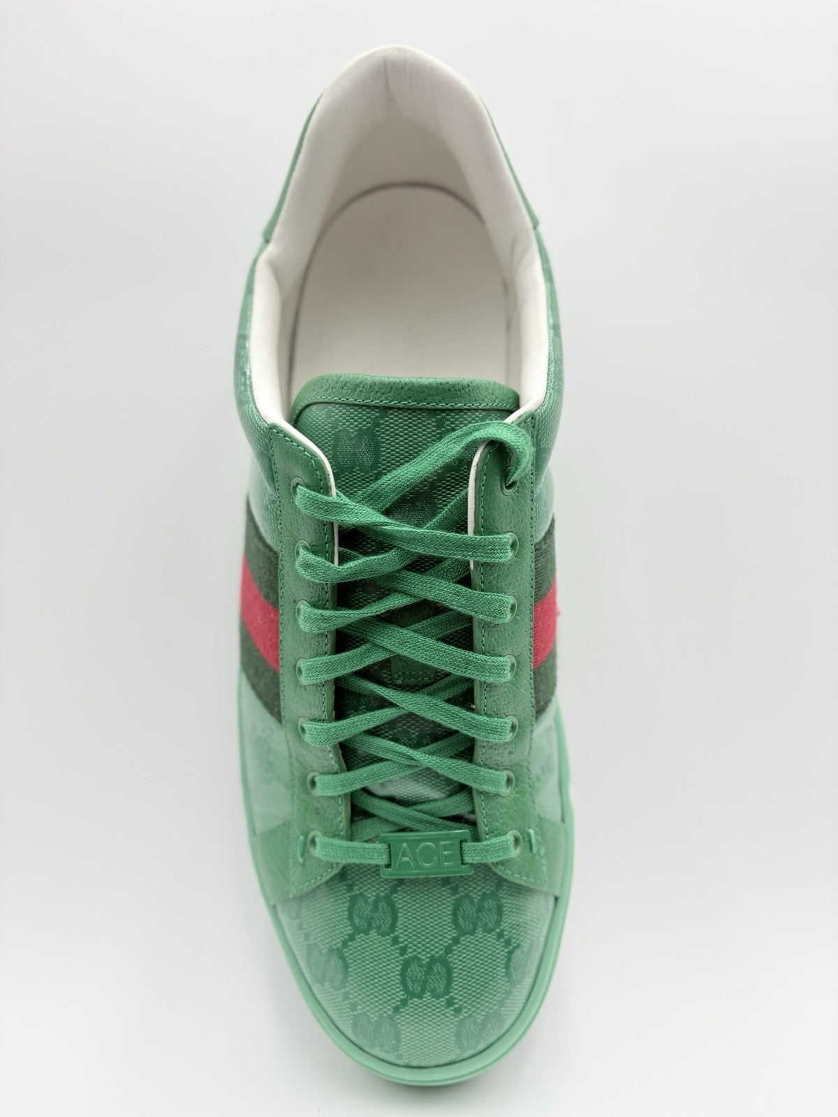 Size 10.5 G (11 US) - Gucci Ace GG Crystal Canvas ' Green ' | SUPER CLEAN!