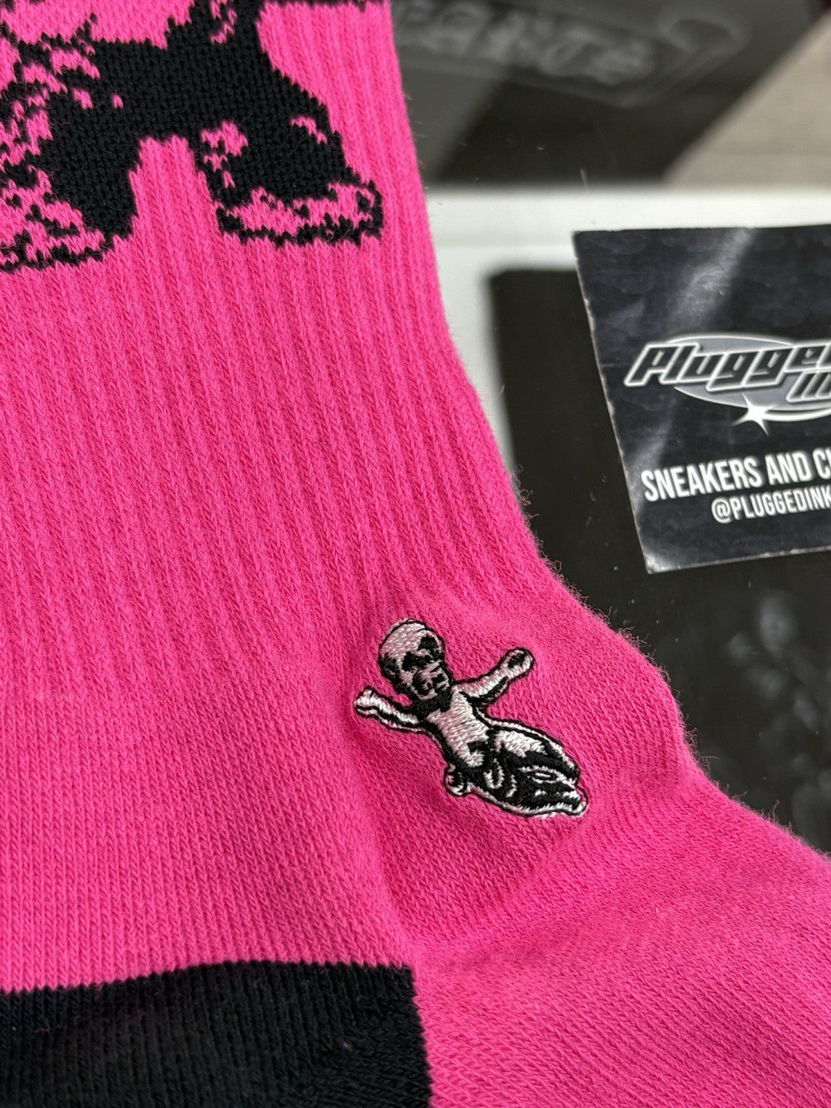 Size Large (9-13 US) - Chrome Hearts Foti Socks ' Neon Pink ' | NEW!