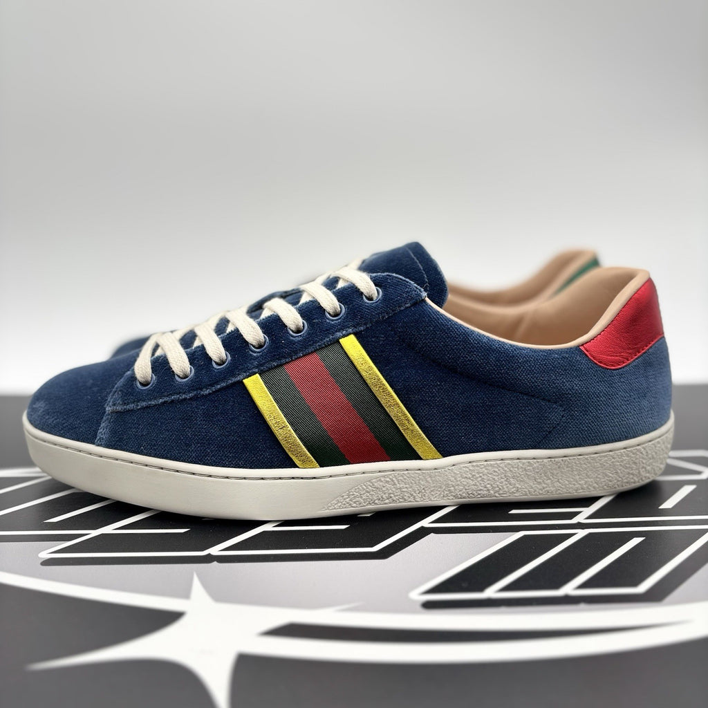 Size 9 G (9.5 US) - Gucci Ace ‘ Velvet Blue ‘ | GOOD CONDITION!