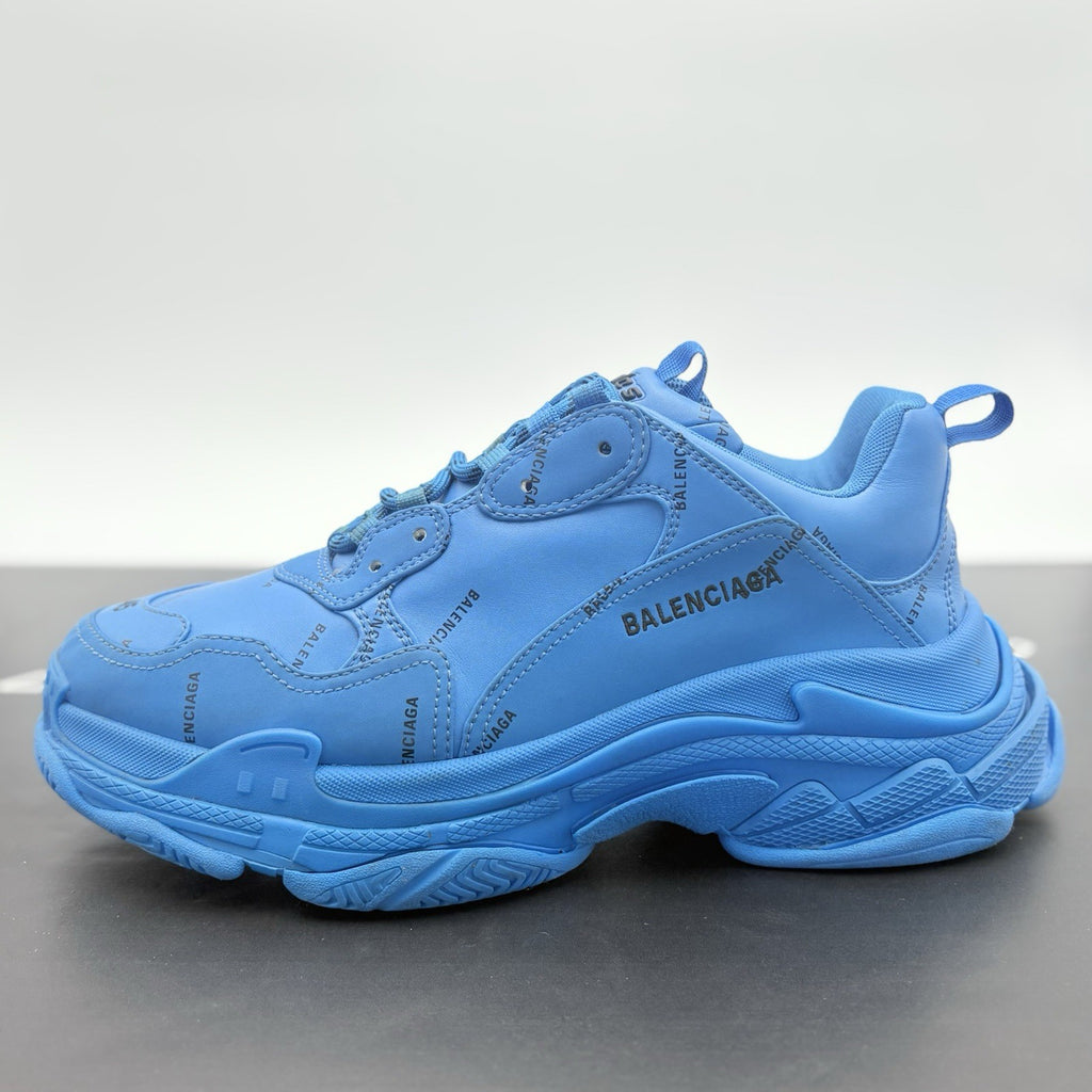 Size 45 (12 US) - Balenciaga Triple S ' All Over Logo - Blue ' | GREAT CONDITION