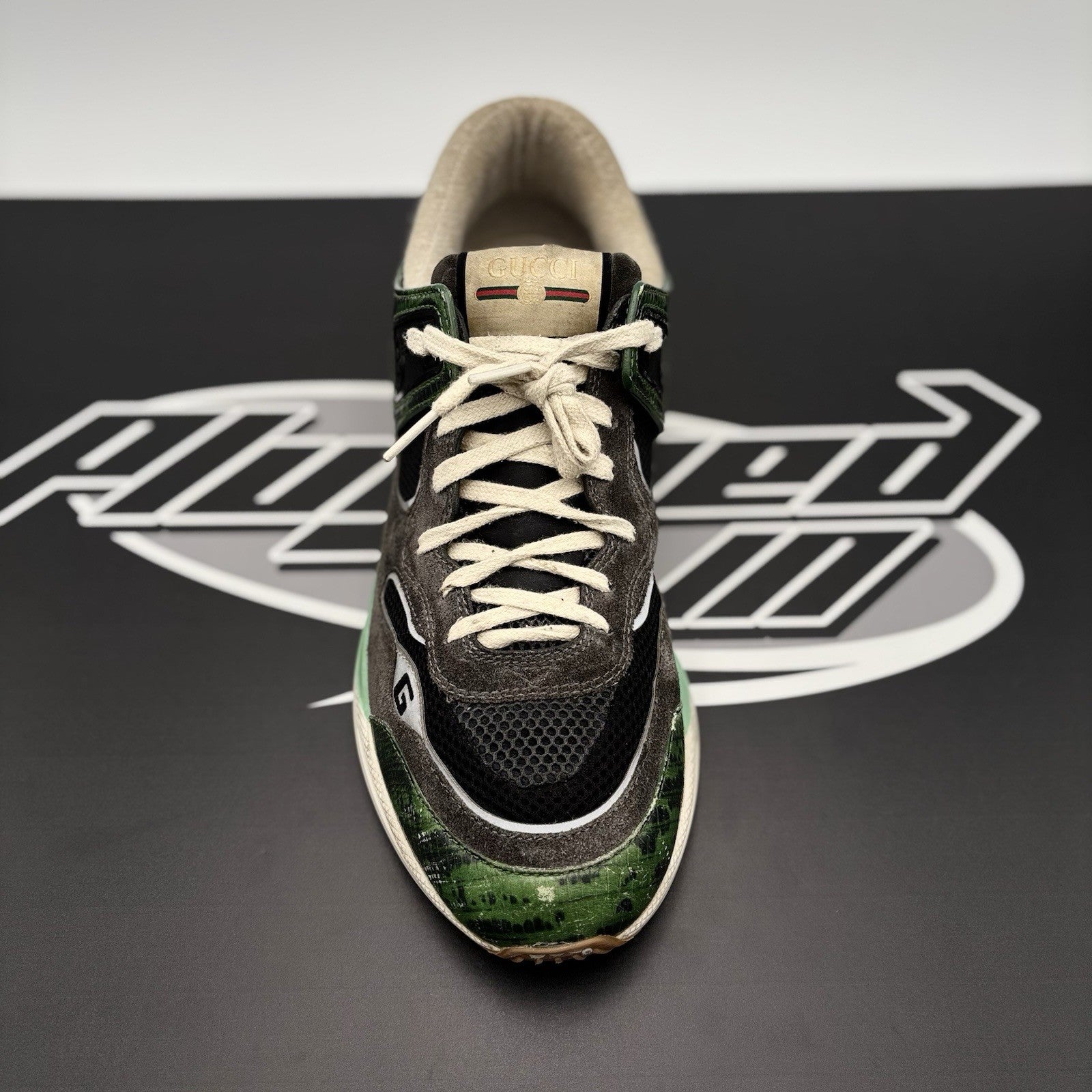 Size 10 G (10.5 US) - Gucci Ultrapace ' Green Tejus Printed ' | GOOD CONDITION!