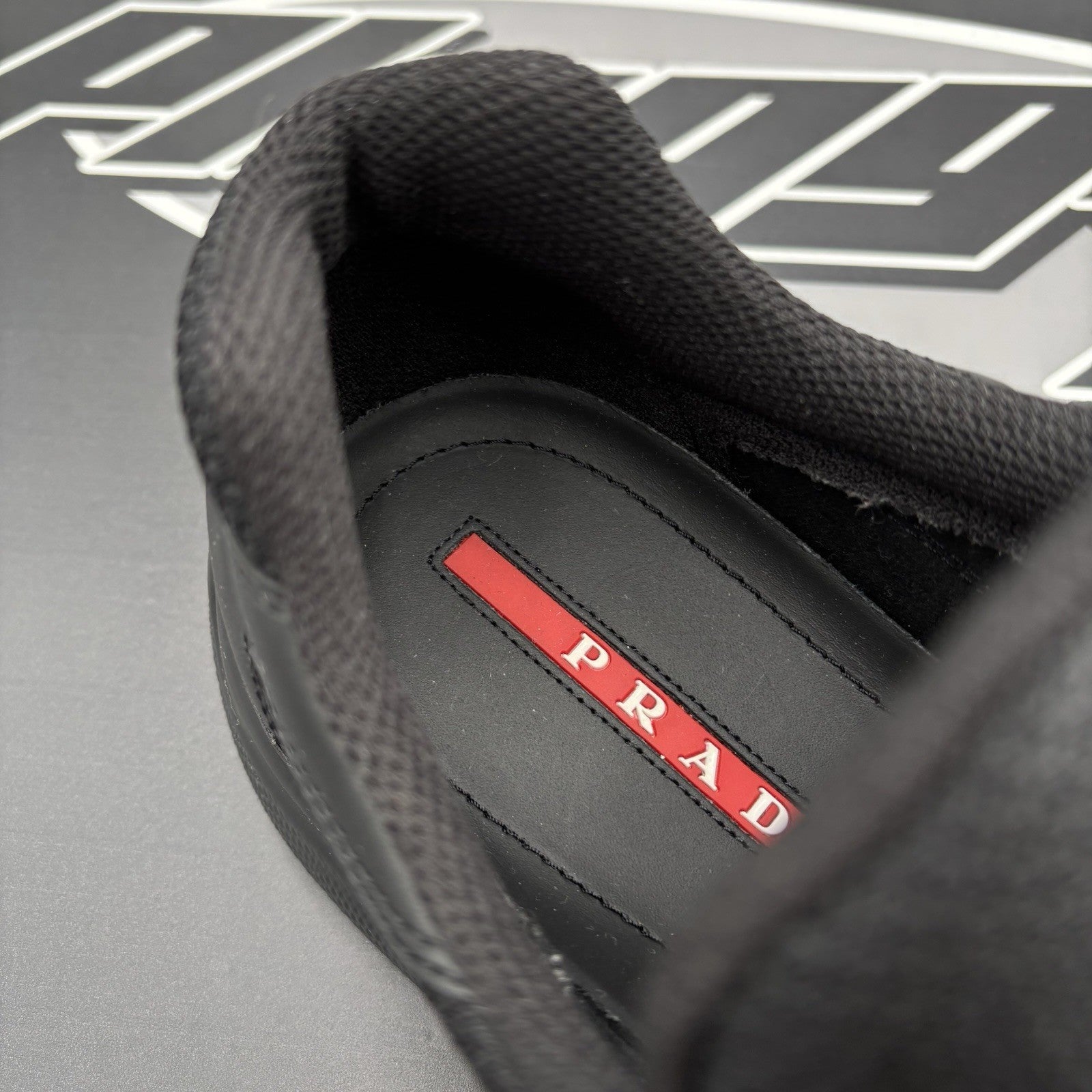 Size 8 UK (9 US) - Prada Americas Cup ' Black Leather ' | GOOD CONDITION!