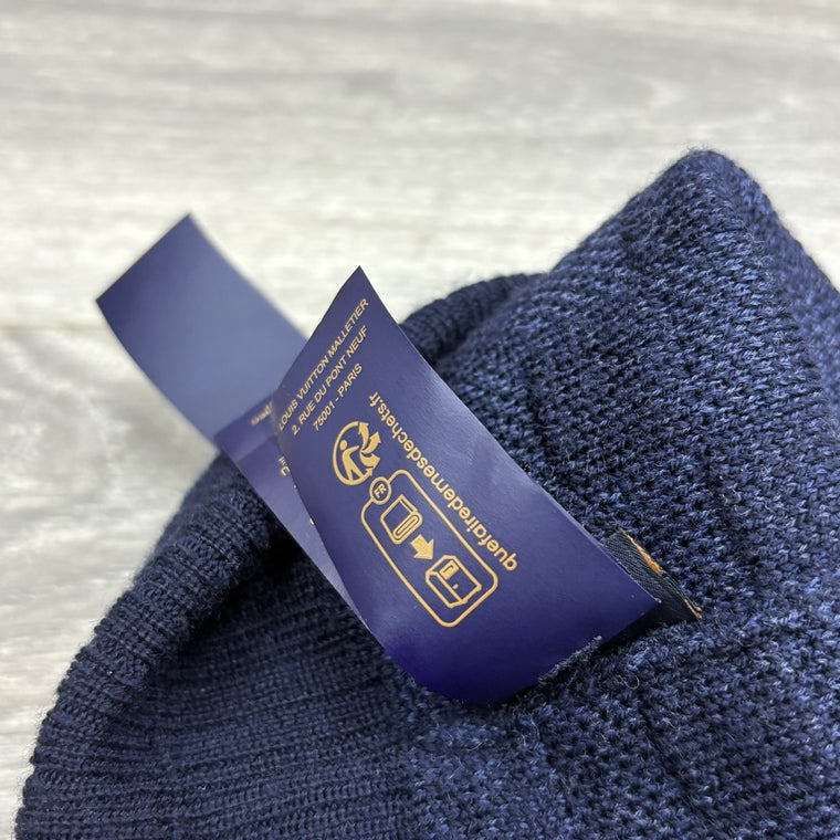 Wool Petit Damier Beanie Navy — photo 11