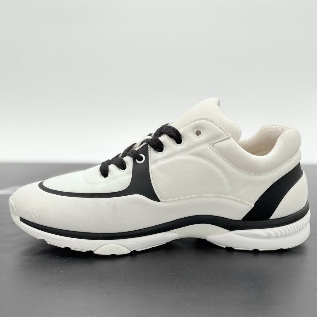 Size 45 (12 US) Chanel Nylon & Suede Low Top ' White Black ' | SUPER CLEAN!