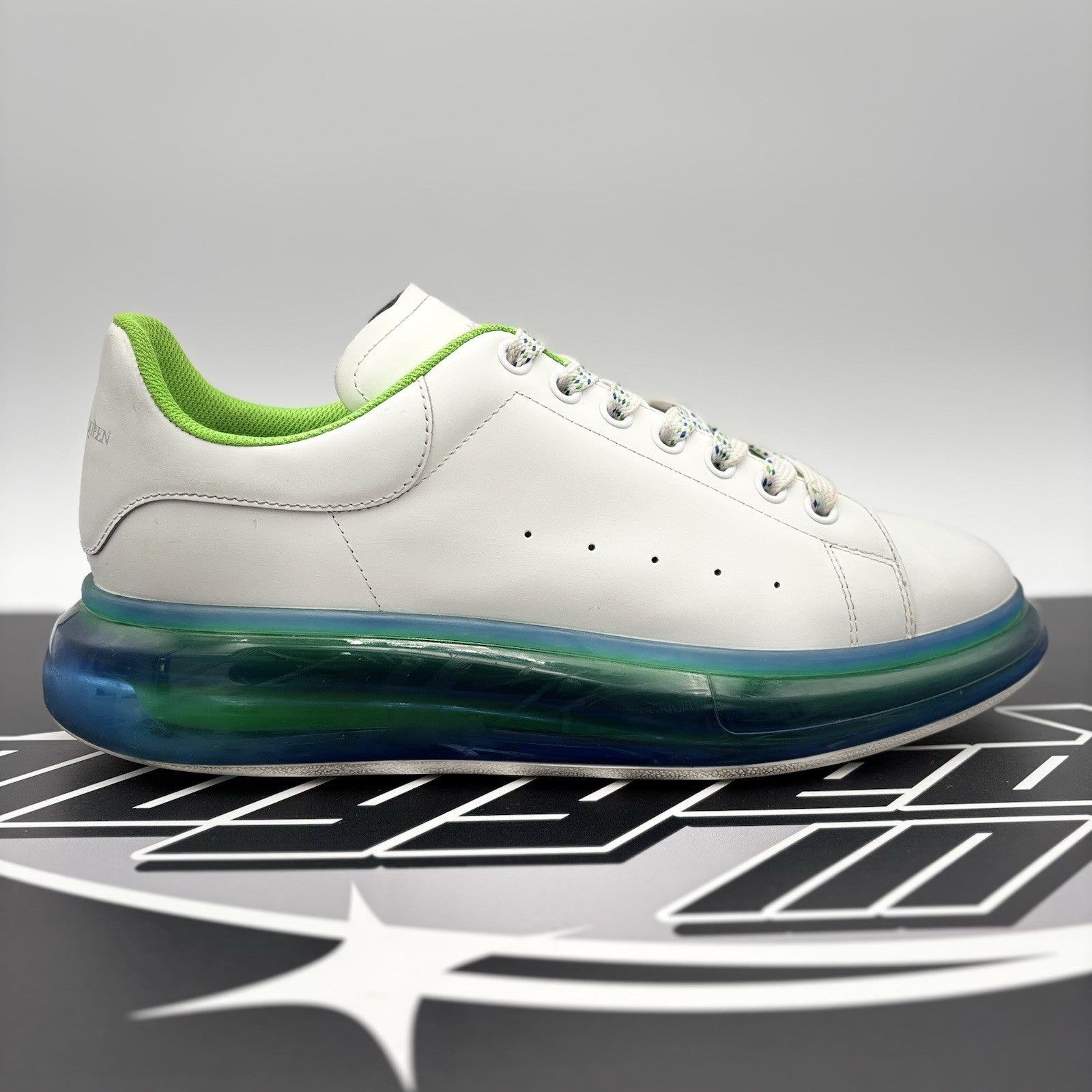 Size 45 (12 US) Alexander McQueen ' Transparent Sole White, Lime '