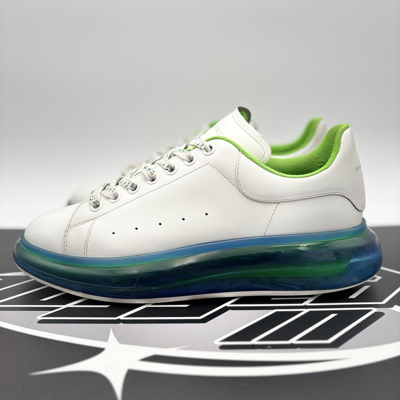 Size 45 (12 US) Alexander McQueen ' Transparent Sole White, Lime '