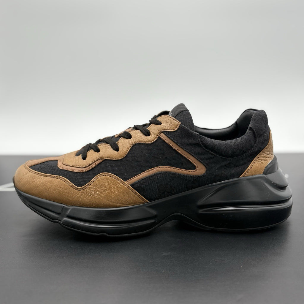 Size 12 G (12.5 US) Gucci Rhyton GG Supreme ' Black Khaki Beige ' | GREAT COND!