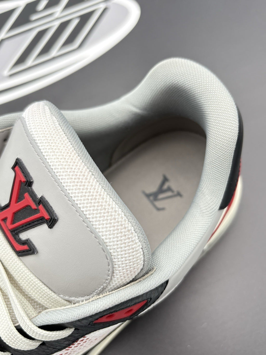 Size 9.5 LV (10.5-11 US) Louis Vuitton Trainer Strap ' Red Grey Black ' | CLEAN!