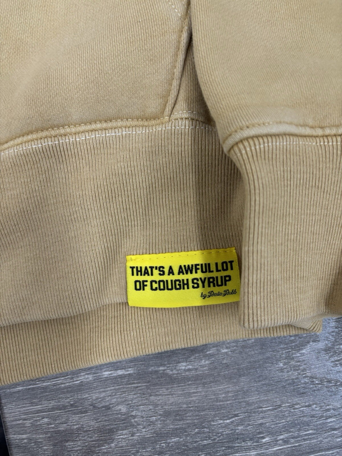 Size XS - Awful Lot Of Cough Syrup Hoodie ‘ Tan ‘ | BRAND NEW!