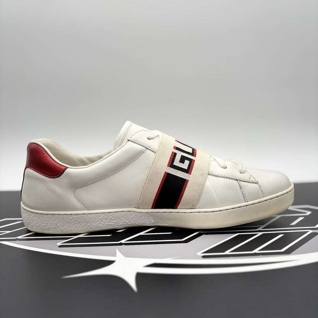 Size 11 G (11.5 US) - Gucci Ace Gucci Stripe ‘ White, Red ‘