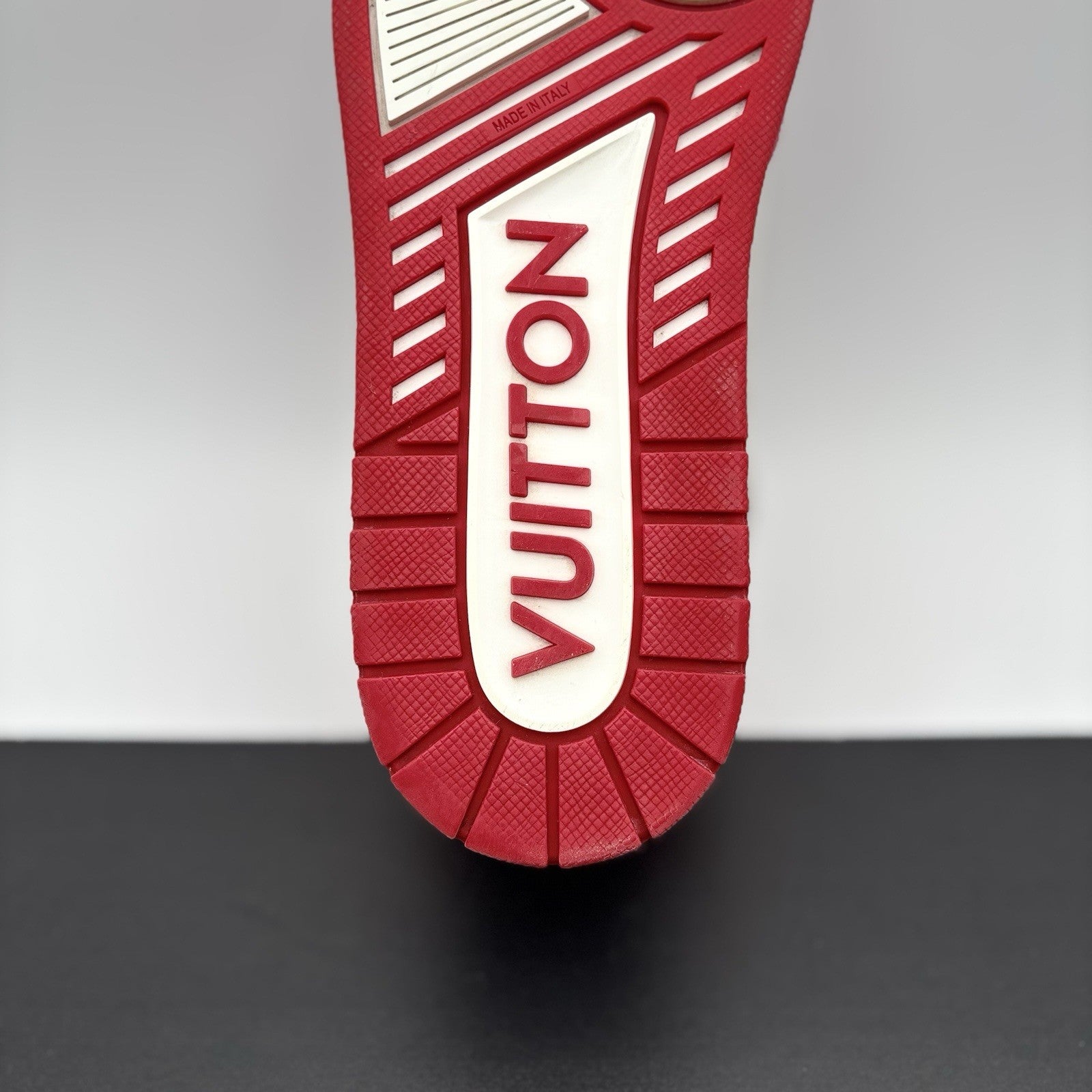 Size 9 LV (10-10.5 US) Louis Vuitton Trainer Strap ' Red, White ' | SUPER CLEAN!