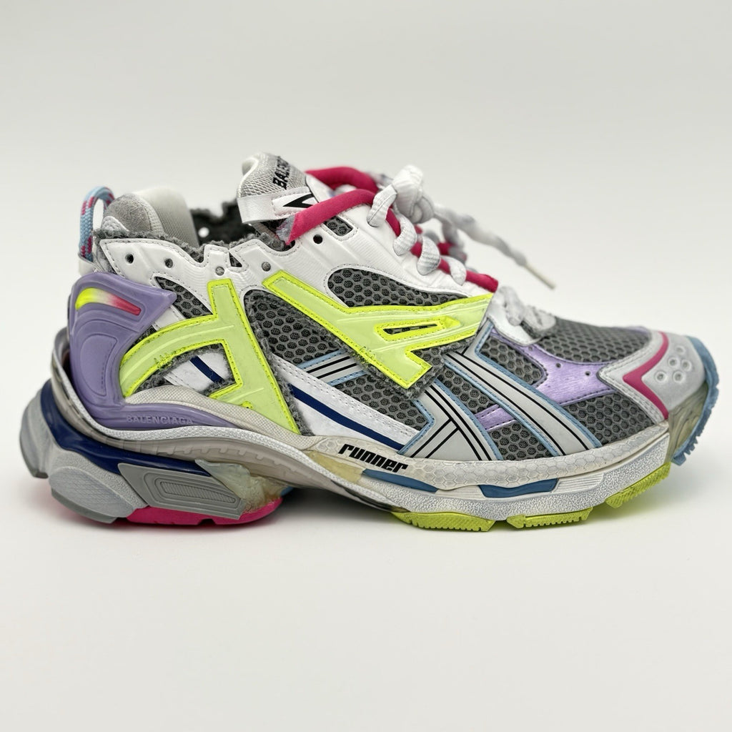 Size 41 - Balenciaga Runner ' Grey Light Purple Neón Yellow White ' | NEW!