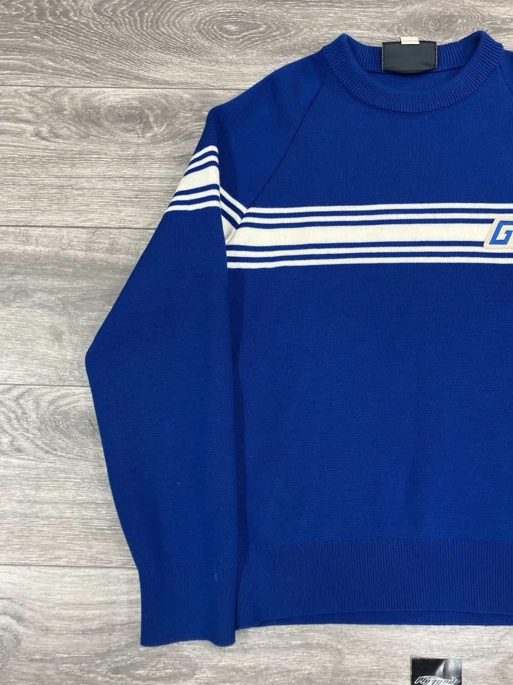 Size Medium - Gucci Knit Wool Sweater With Square GG ' Blue White ' | EXCELLENT!