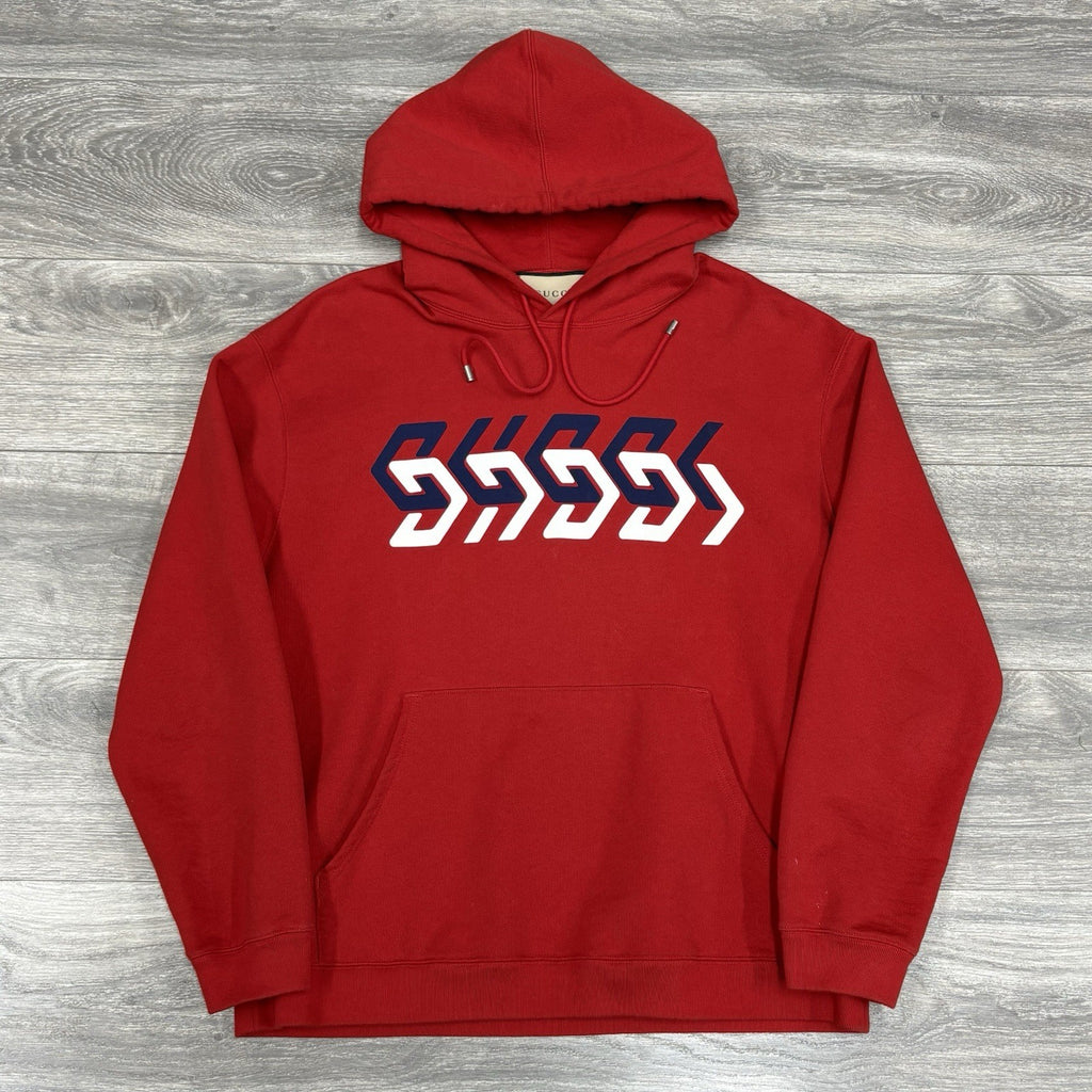 Size M - Gucci Mirrored Print Hoodie ' Red ' | GREAT CONDITION!