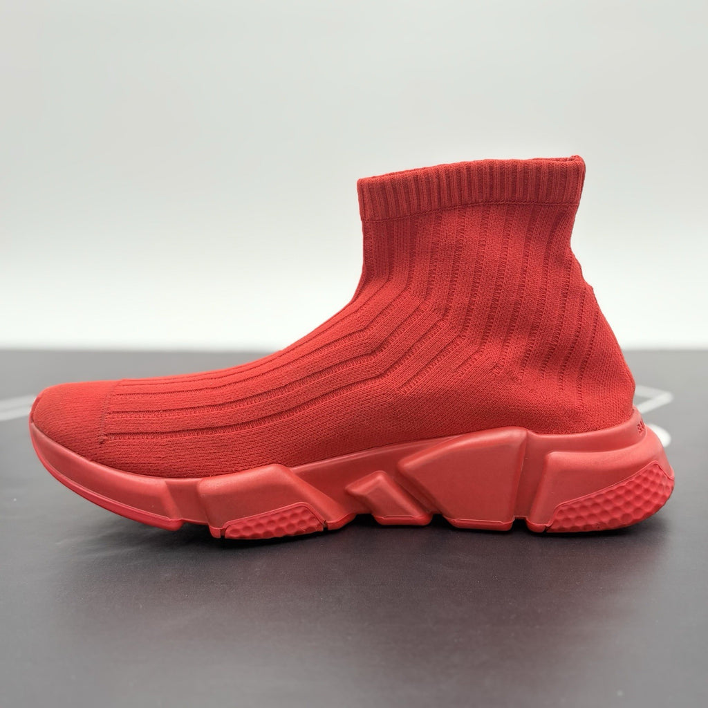 Size 41 (8 US) - Balenciaga Speed Trainer Rib Knit Rouge ' Red ' | GREAT COND!