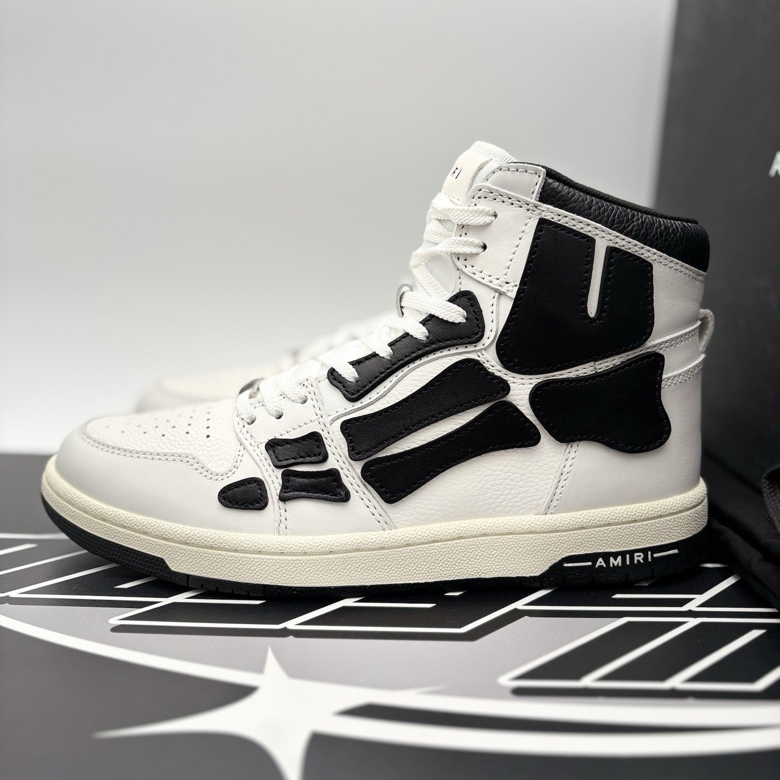Size 42 (US 9) - Amiri Skel High Top Sneakers ' Black, White ' | NEW!