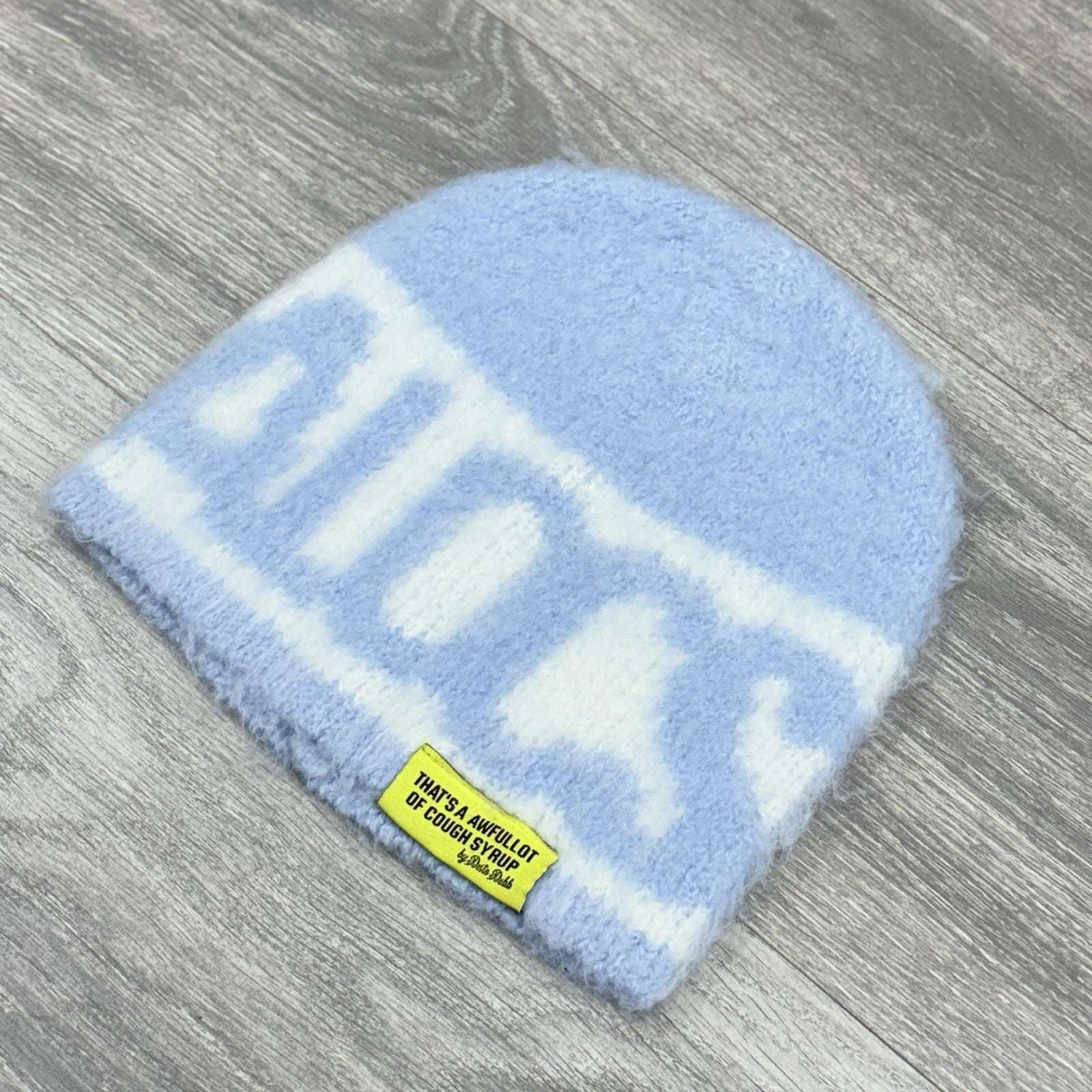 Thats An Awful Lot Of Cough Syrup Mohair Beanie ' Light Blue ' | NEW!