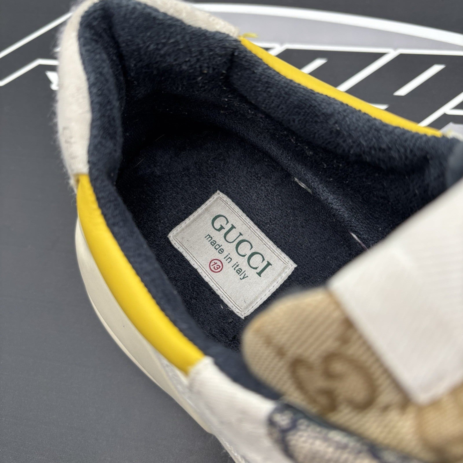 Size 13 G (13.5 US) - Gucci Rhyton  ' Beige, Yellow, Pink Bottom ' | GOOD!