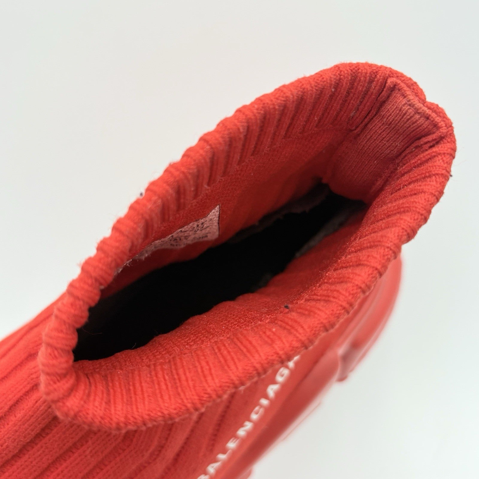 Size 41 (8 US) - Balenciaga Speed Trainer Rib Knit Rouge ' Red ' | GREAT COND!
