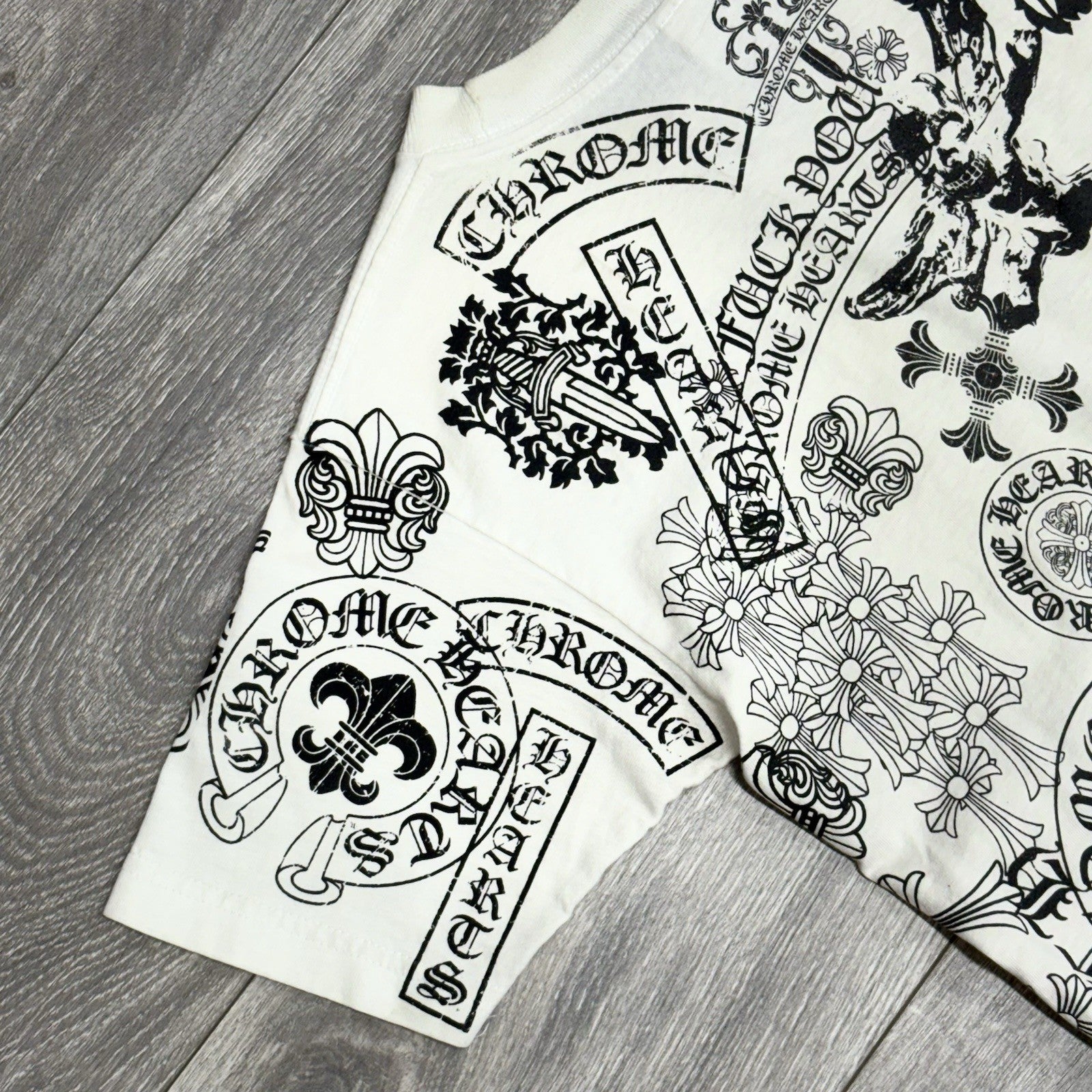 Size Small - Chrome Hearts All Over Logo Stencil T-Shirt ' White ' | RARE!
