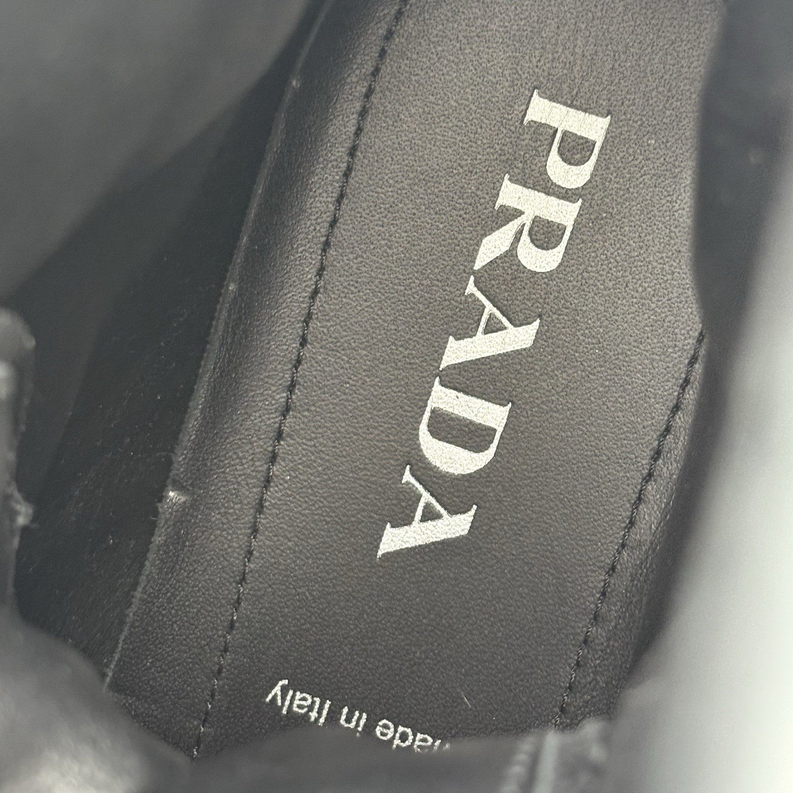 Size 9 UK (10 US) - Prada Nylon & Leather Triangle Logo Combat Boots ' Black '