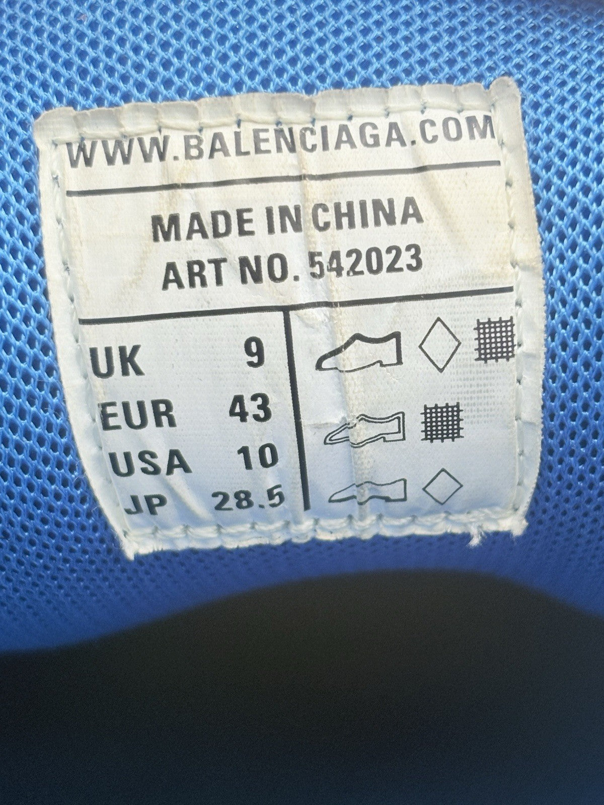 Size 43 (10 US) - Balenciaga Track ' Blue '