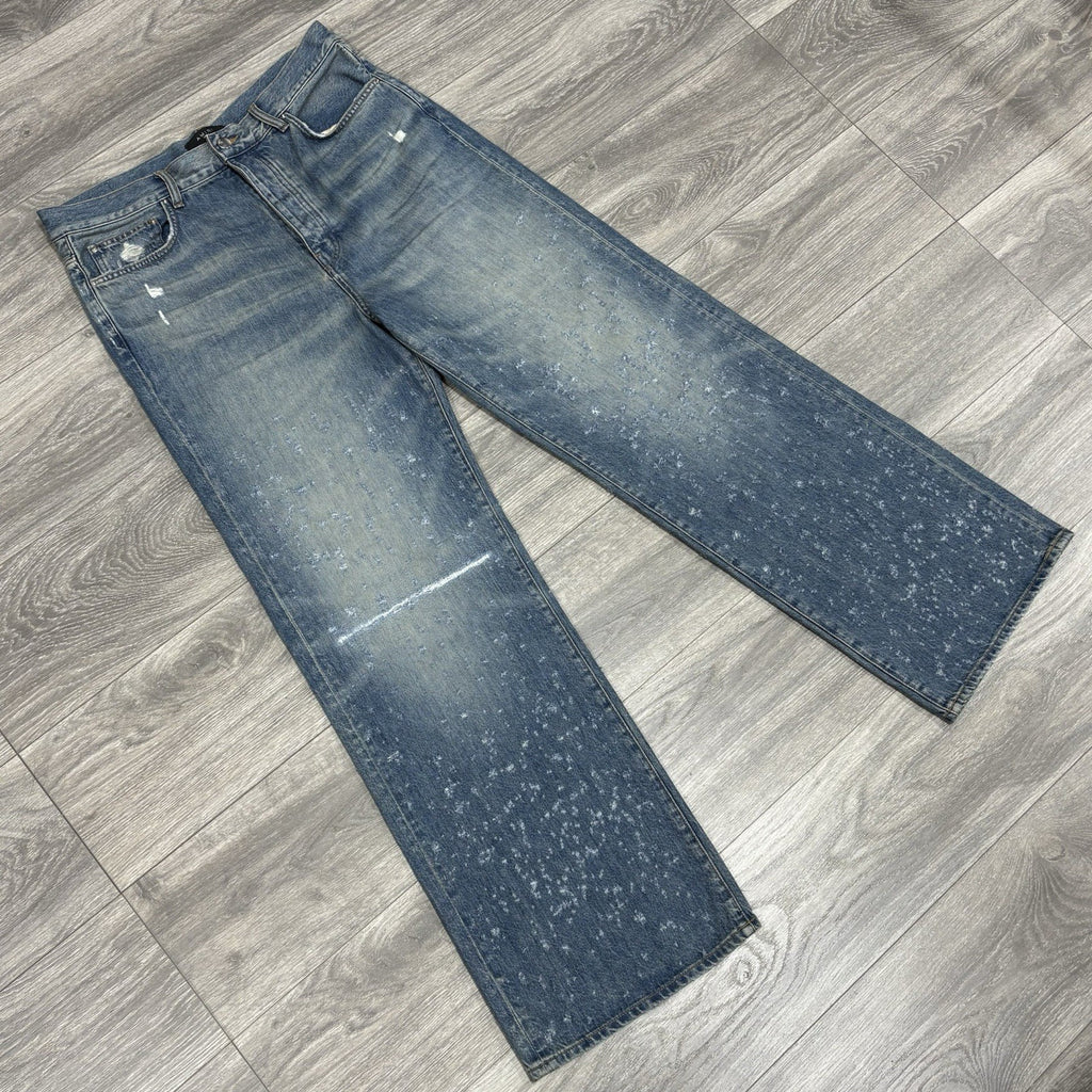Size 34 - Amiri Shotgunned Distressed Baggy Jeans ' Indigo ' | SUPER CLEAN!
