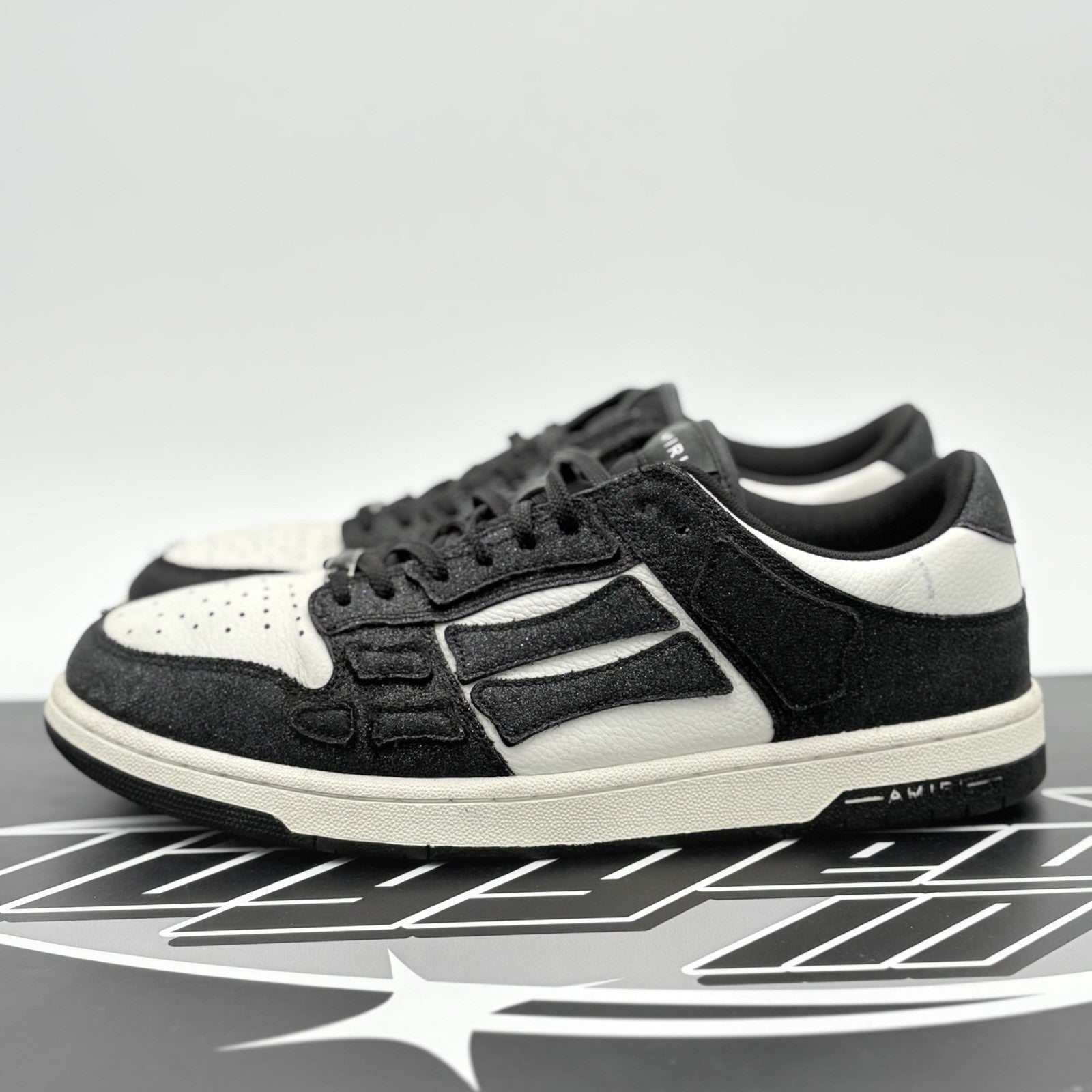Size 46 (13 US) Amiri Skel Low Top Shimmer Sneaker ' Black '