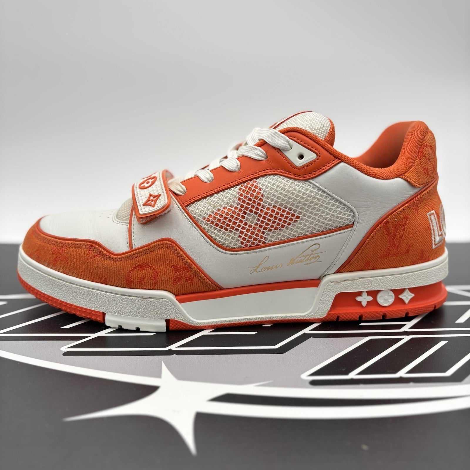 Size 9 LV (10-10.5 US) Louis Vuitton Trainer Strap ' Orange ' | GREAT CONDITION!