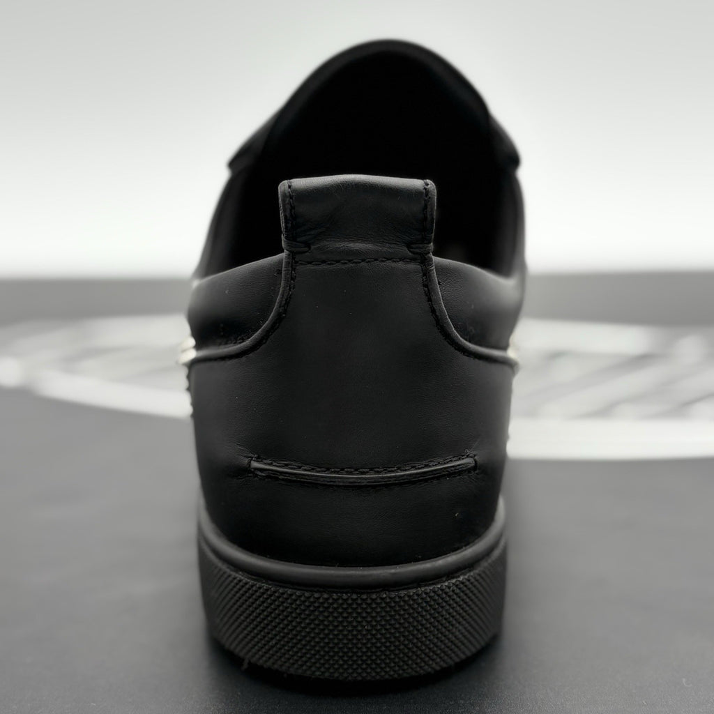 Size 43 (10 US) Christian Louboutin Low Silver Spikes ' Black ' | SUPER CLEAN!