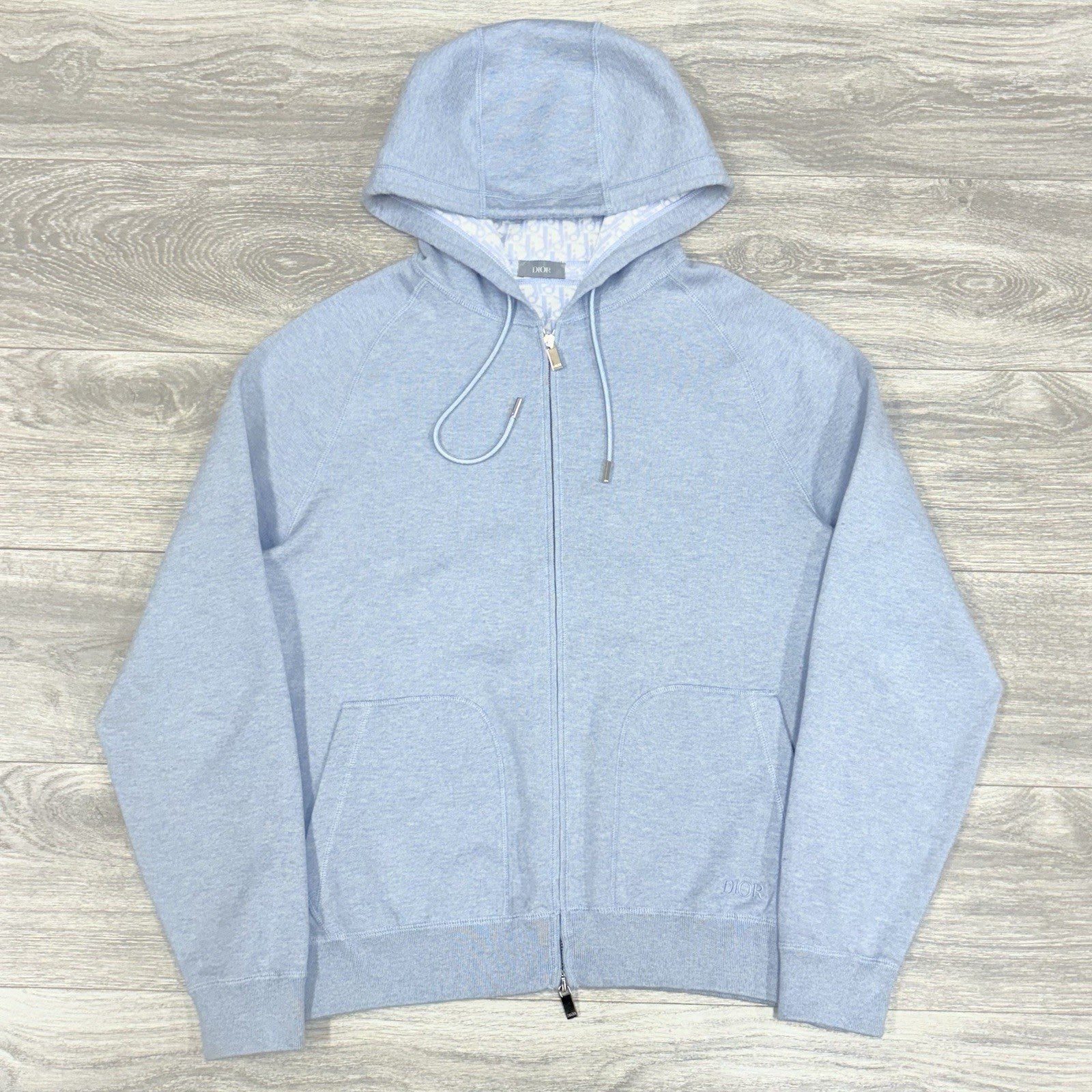Size XL - Dior Cashmere Knit & Blue Cotton Hooded Track Jacket  | SUPER CLEAN!