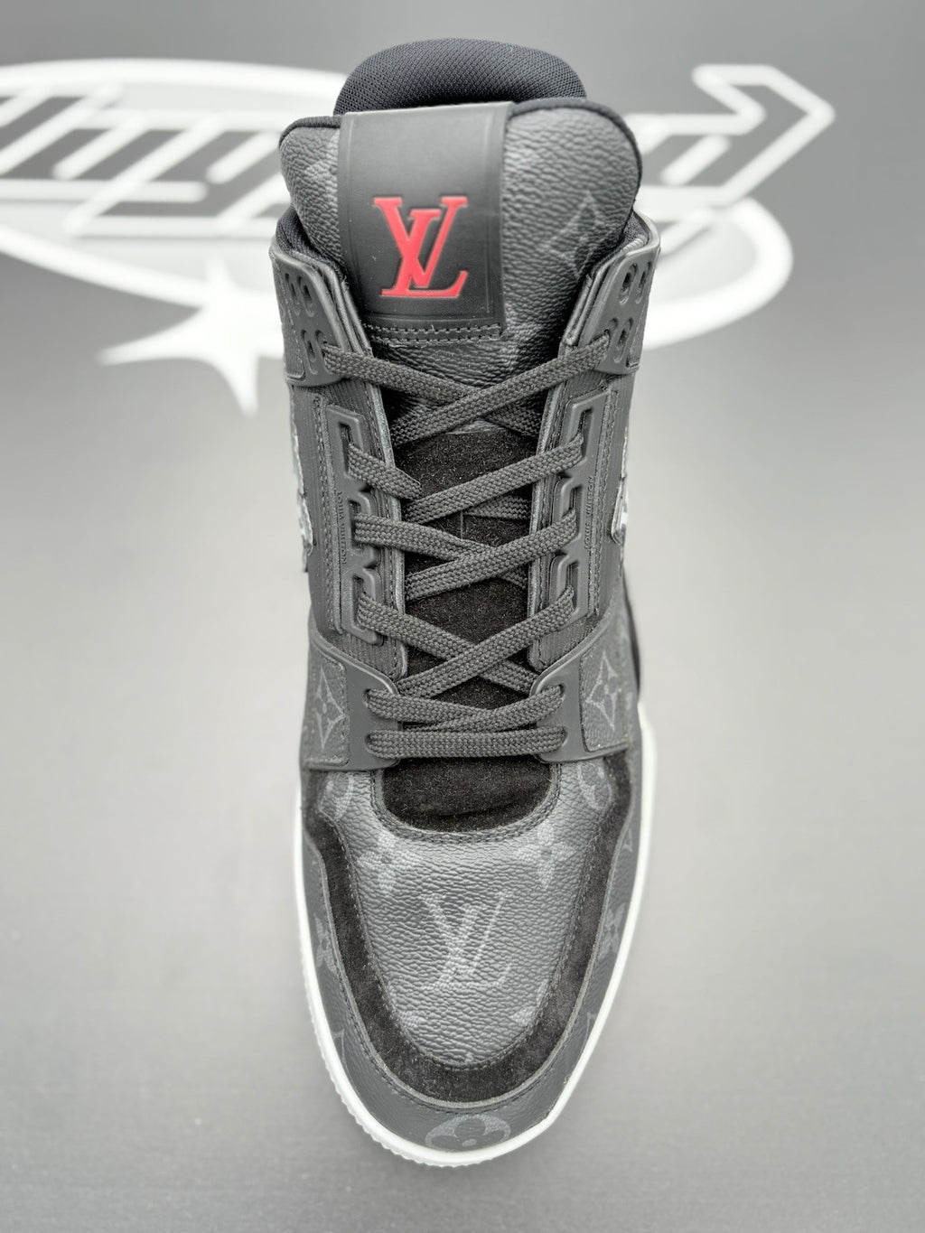 Size 9.5 LV (10.5-11 US) Louis Vuitton Trainer Eclipse ' Black Grey ' | CLEAN!