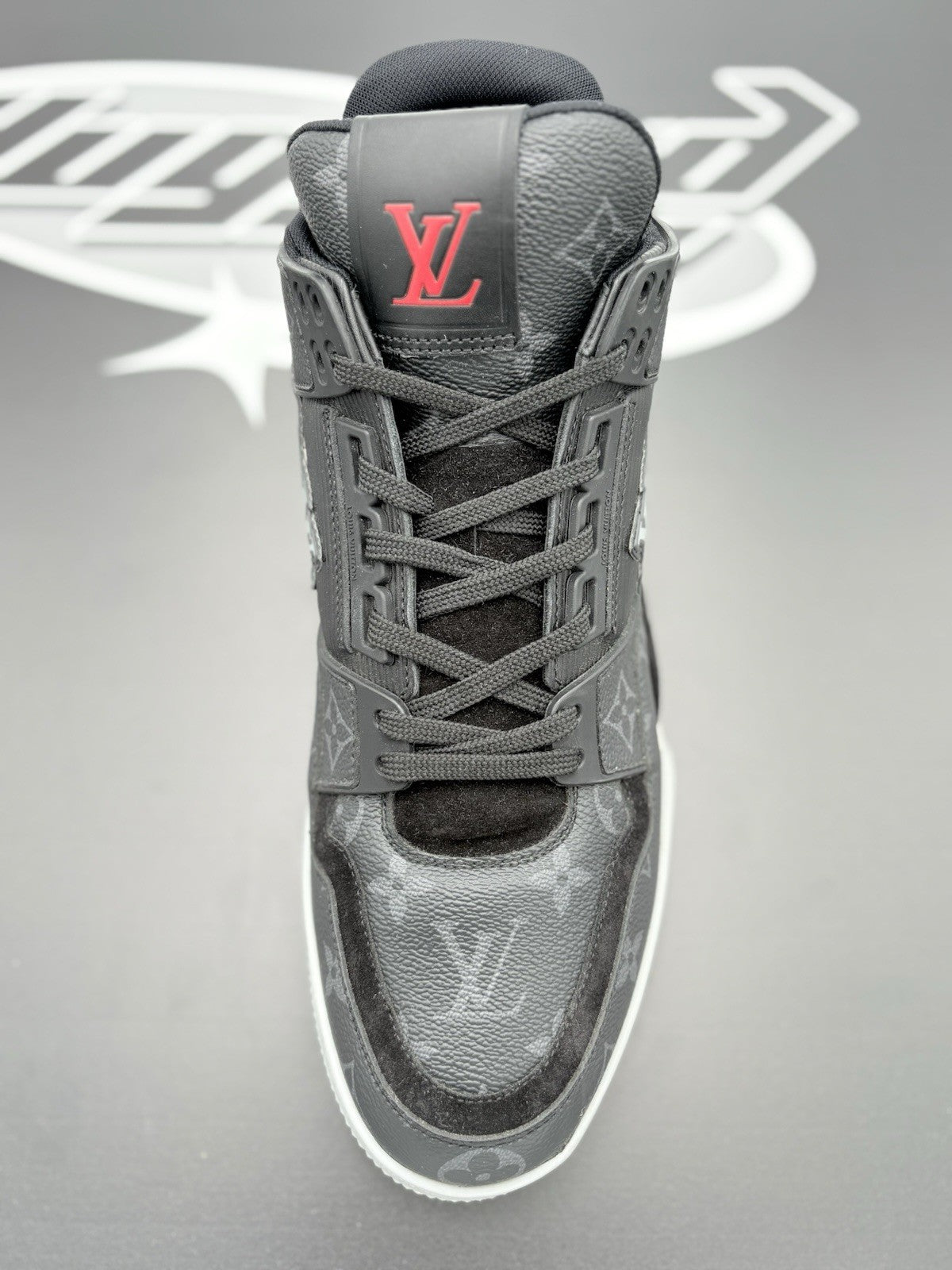 Size 9.5 LV (10.5-11 US) Louis Vuitton Trainer Eclipse ' Black Grey ' | CLEAN!