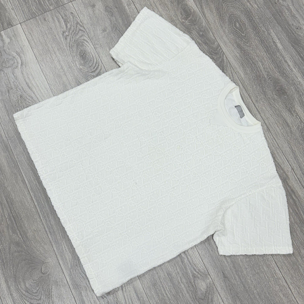 Size XL - Dior Oblique Relaxed Fit Terry Cotton Jacquard T-Shirt ' Off White '