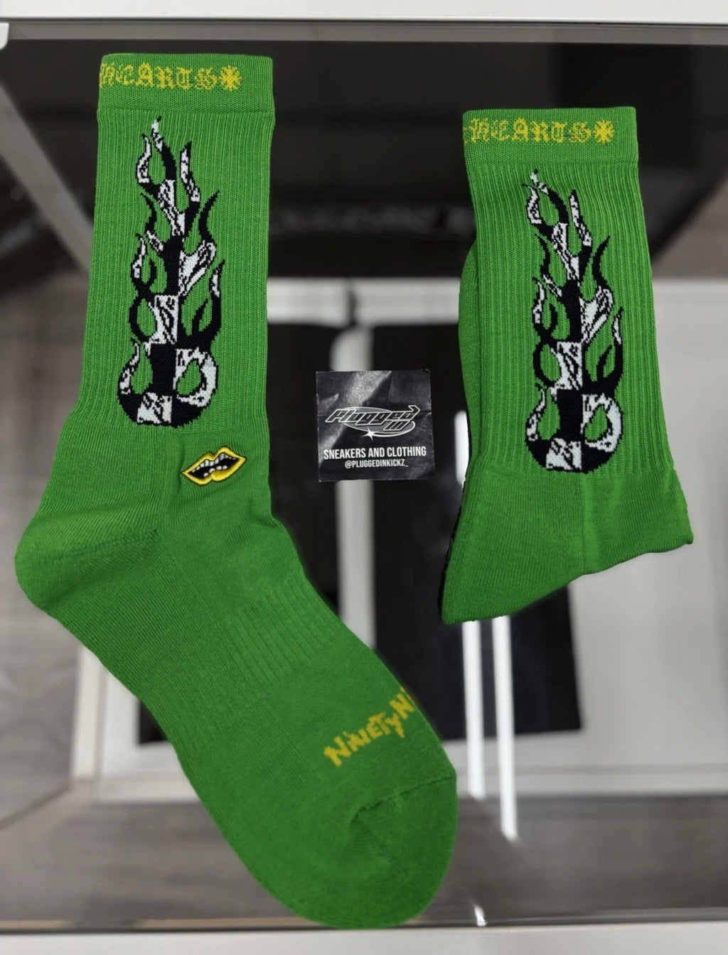Size Small (4-6 US) - Chrome Hearts X Matty Boy Flame Socks ' Black ' | NEW!