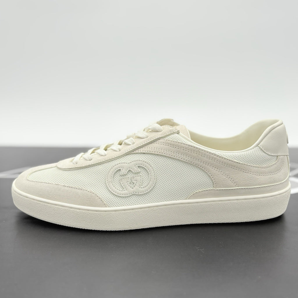Size 9.5 G (10 US) Gucci G75 Interlocking G Suede Sneaker ' Beige White ' | NEW!