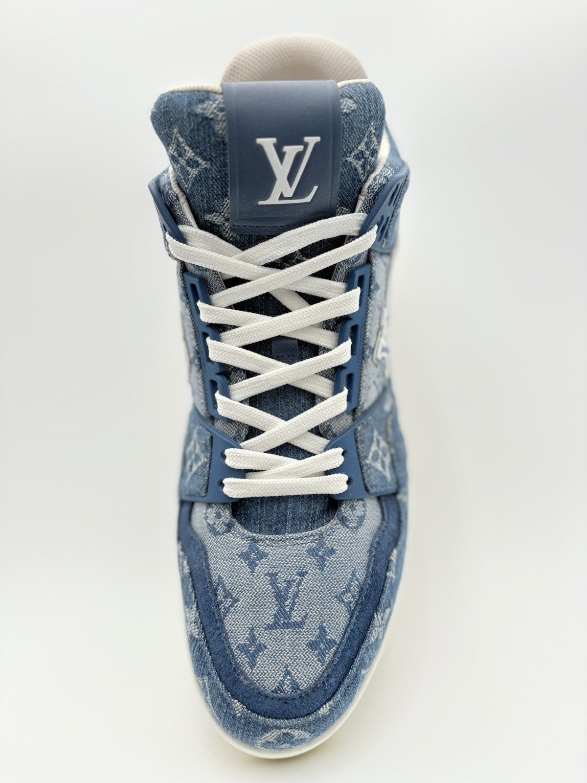 Size 8.5 LV (9.5-10 US) Louis Vuitton Denim Mid Trainer ' Blue ' | SUPER CLEAN!