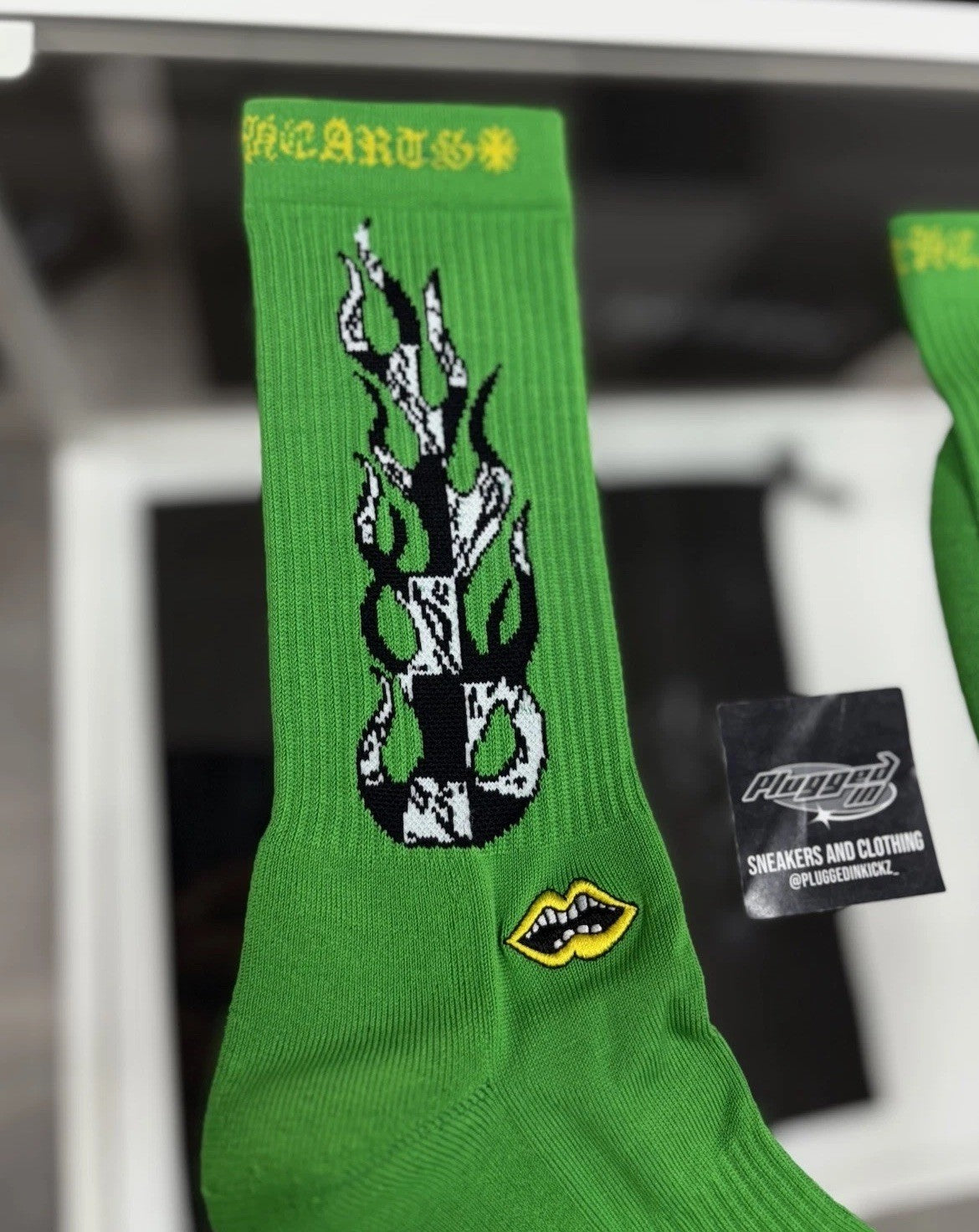 Size Small (4-6 US) - Chrome Hearts X Matty Boy Flame Socks ' Black ' | NEW!