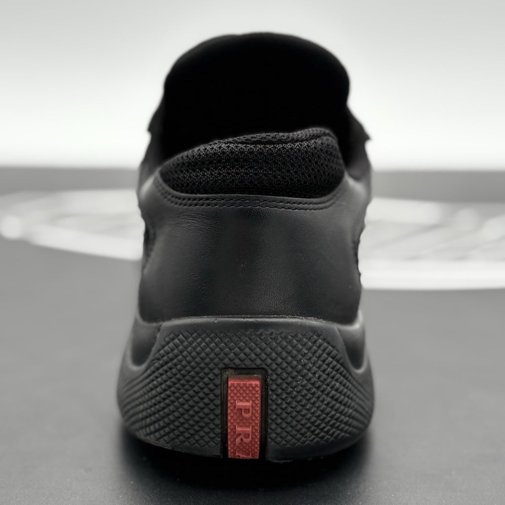 Size 7 UK (8 US) - Prada Americas Cup ' Black Leather ' | GOOD CONDITION!