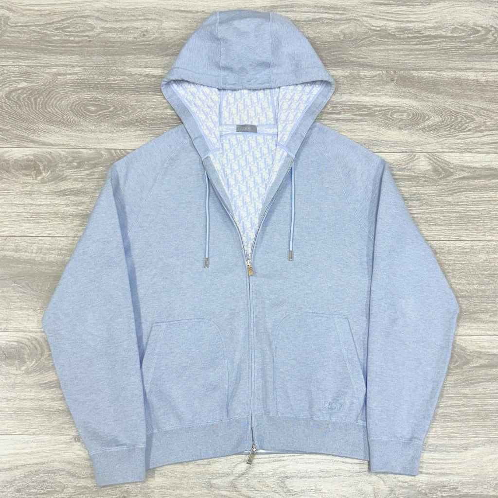 Size XL - Dior Cashmere Knit & Blue Cotton Hooded Track Jacket  | SUPER CLEAN!