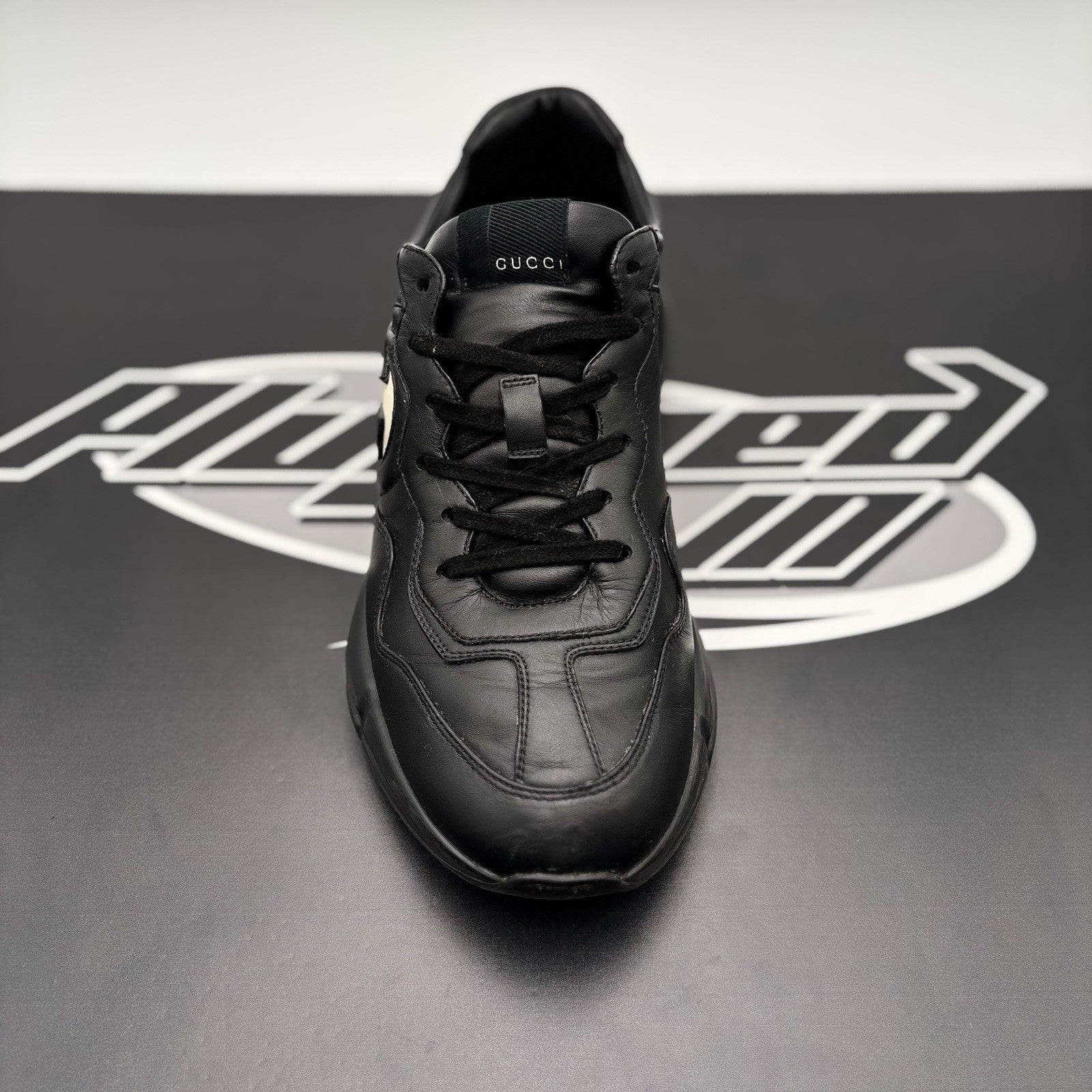 Size 9 G (9.5 US) - Gucci Rhyton Black Leather ' Interlocking G ' | GOOD COND!