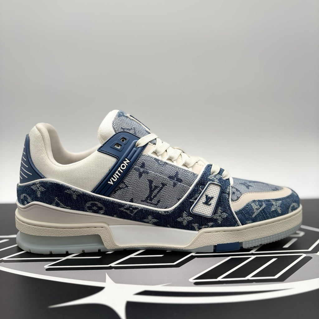 Size 11 LV (12-12.5 US) - Louis Vuitton Trainer Denim ' Navy ' | EXCELLENT!