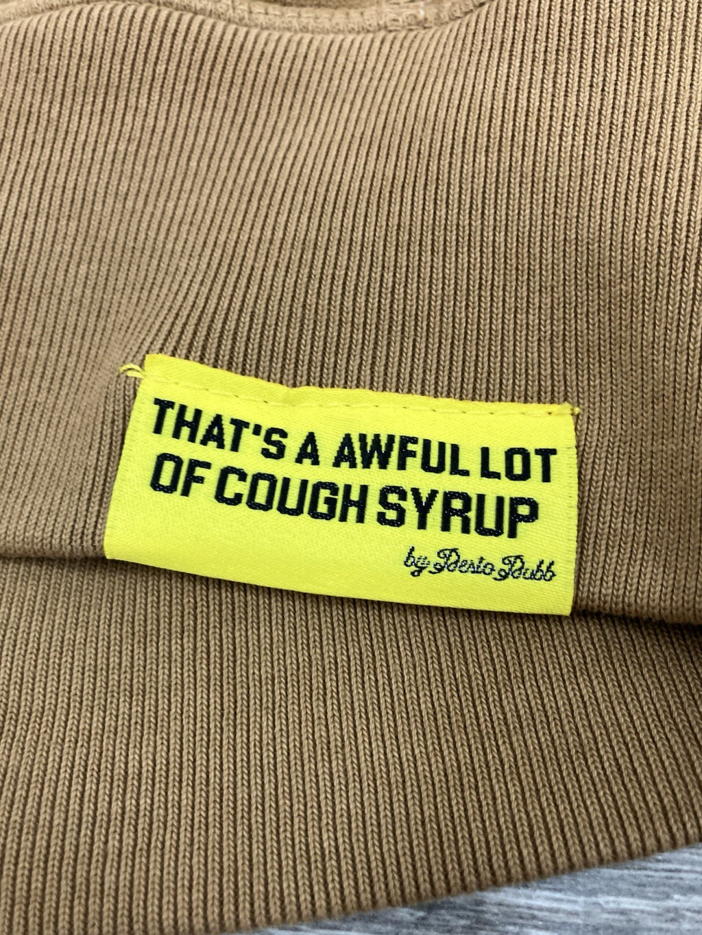 Size L - Thats A Awful Lot Of Cough Syrup Zip Up Hoodie ' Brown ' | NEW!