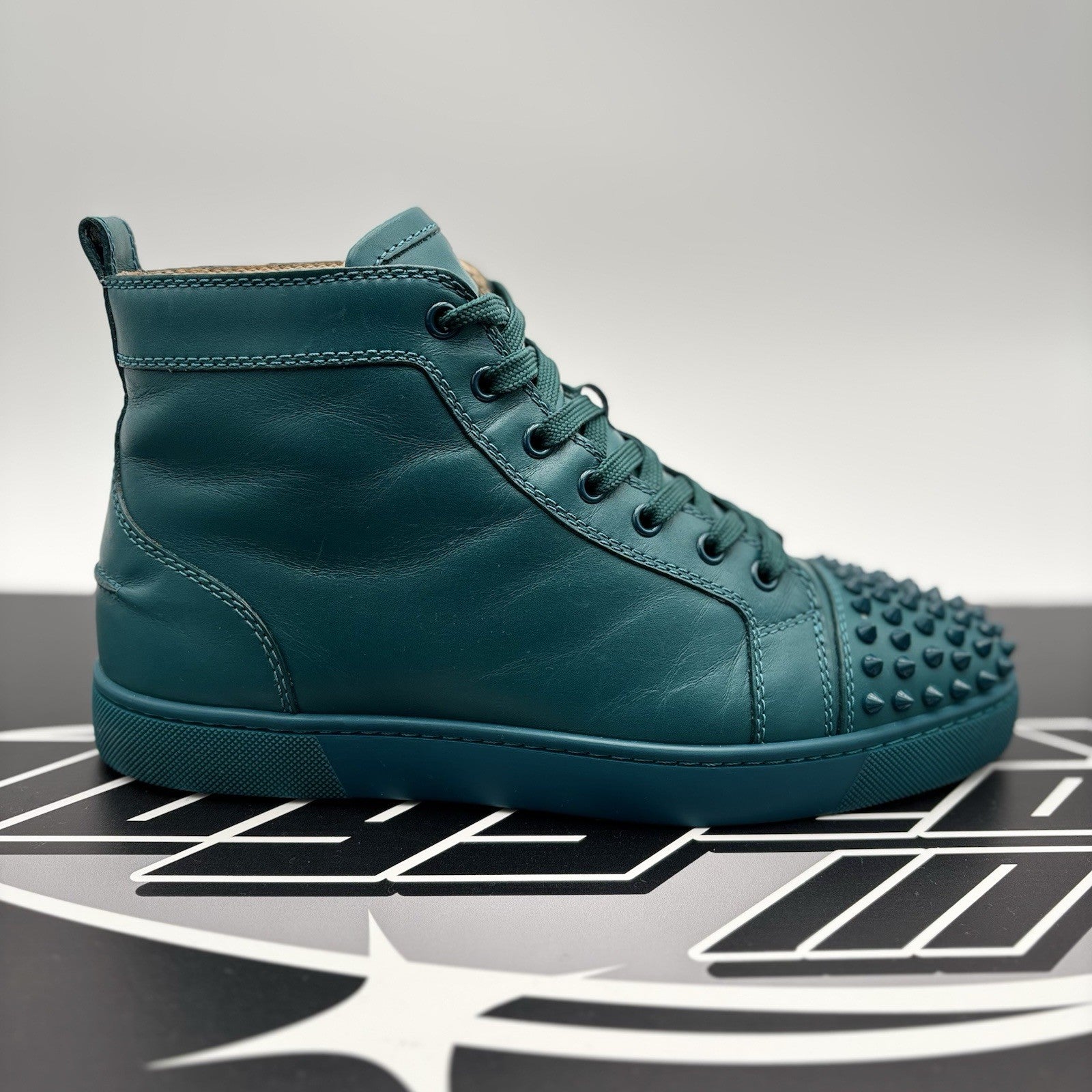 Size 42 (9 US) - Christian Louboutin Flat Spikes ' Green ' | GREAT CONDITION!