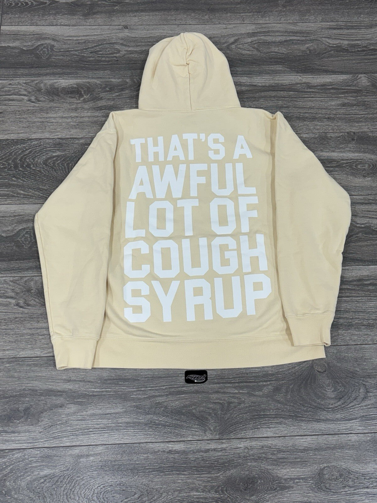 Size XL - Awful Lot Of Cough Syrup Hoodie ‘ Beige ‘ | BRAND NEW!