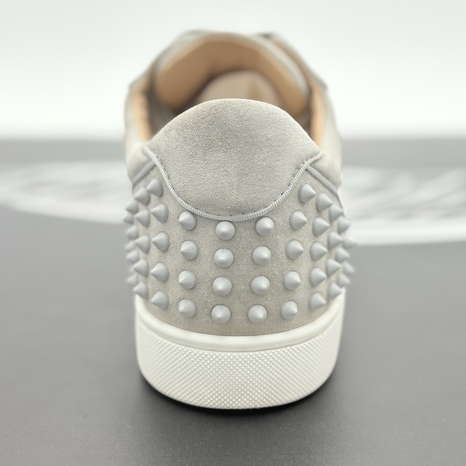 Size 45 (12 US) Christian Louboutin Suede Louis Spikes ' Grey ' | SUPER CLEAN!