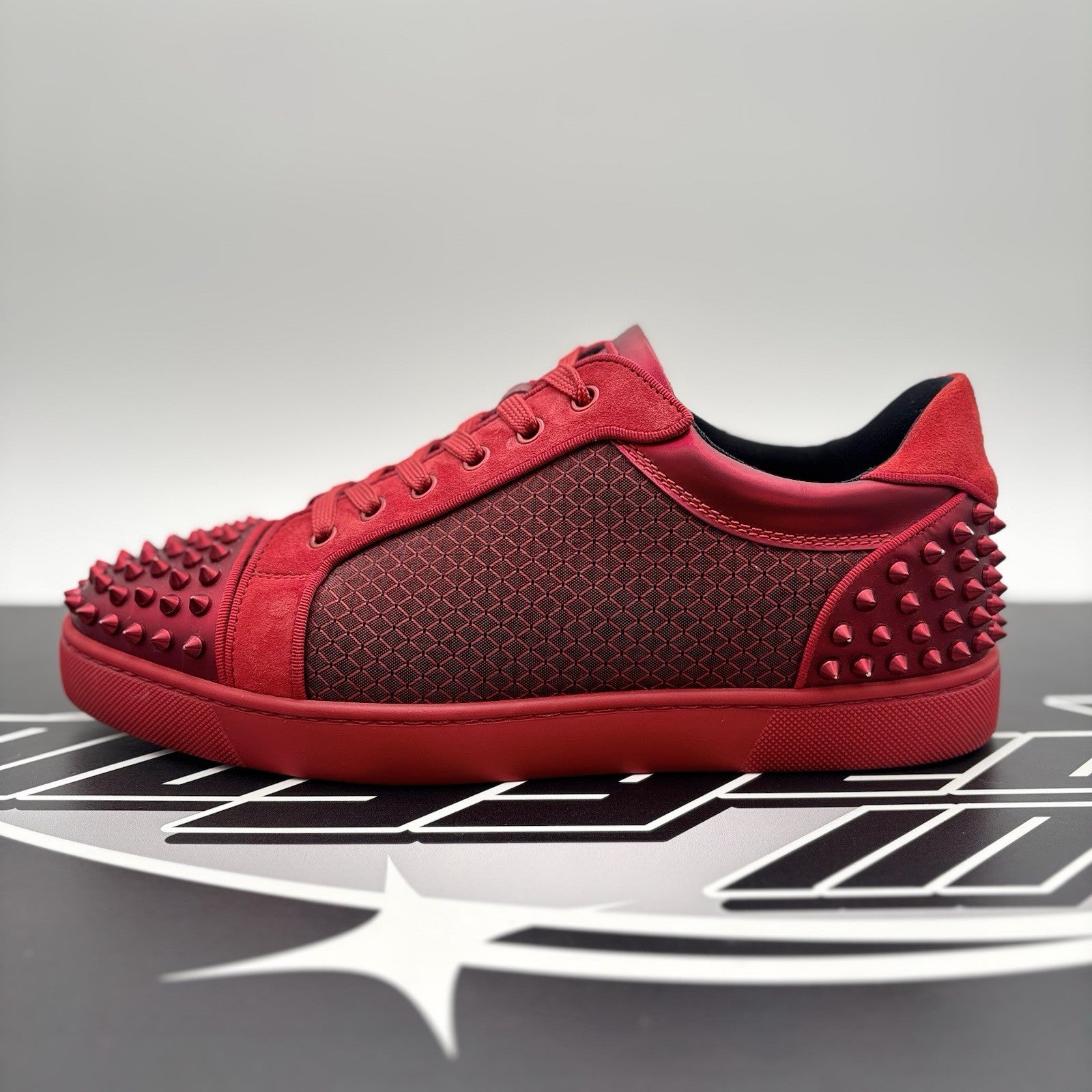 Size 43 (10 US) Christian Louboutin Low Spiked  ' Black Red ' | EXCELLENT!