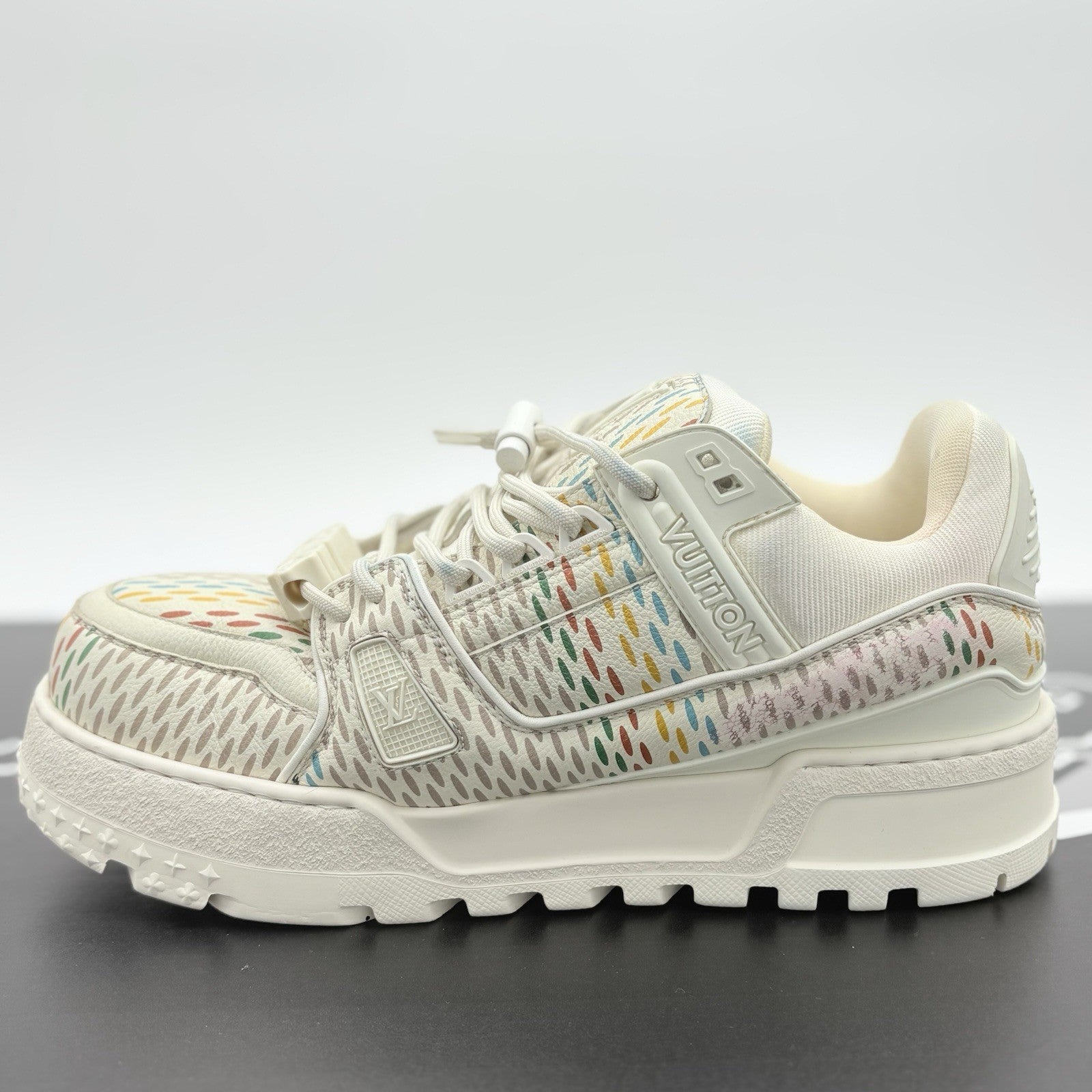 Size 7.5 LV (8.5-9 US) Louis Vuitton Maxi Trainer ' Beige Multicolor ' | CLEAN!